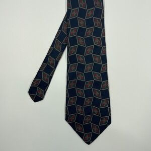 Woodward Navy Blue Geometric Diamond Silk Blend Necktie Mens OS